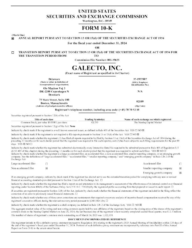 Galecto Inc 2024年度报告
