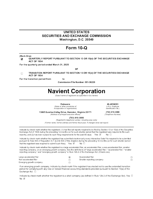 Navient Corp 2025年季度报告