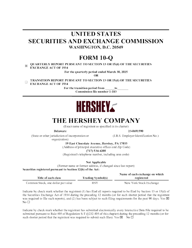 好时 2025年季度报告