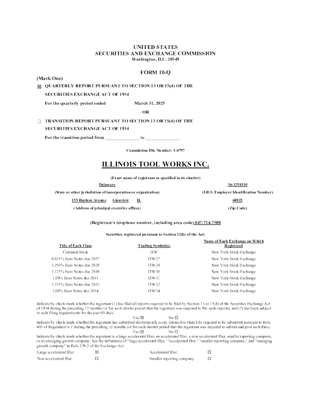 伊利诺伊机械 2025年季度报告