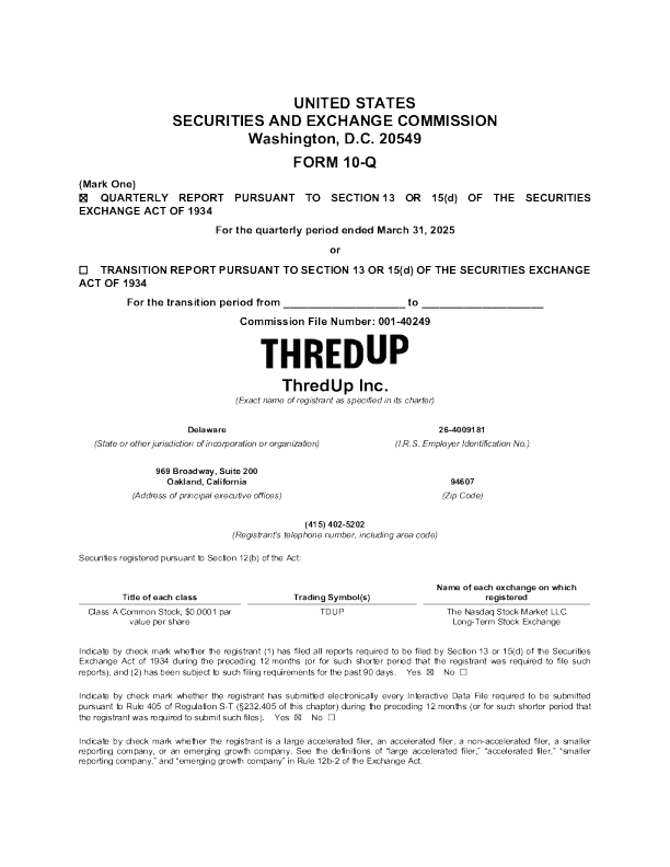 ThredUp Inc. - 2025年季度报告
