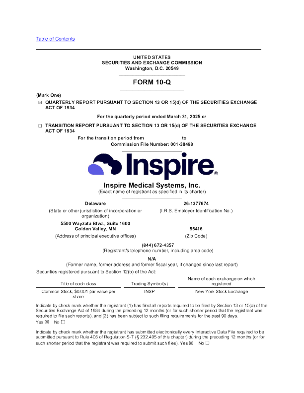 Inspire Medical Systems Inc 2025年季度报告