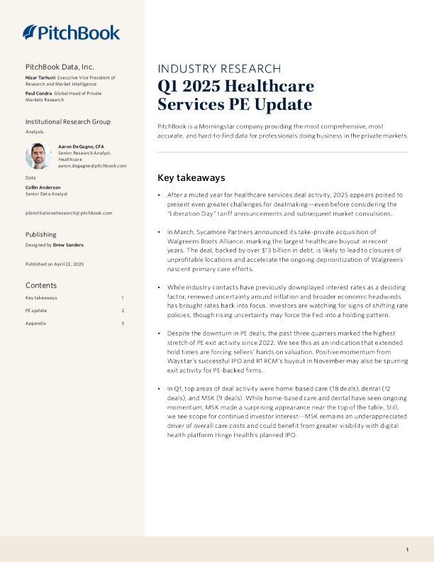 2025年第一季度医疗服务PE更新（英）2025