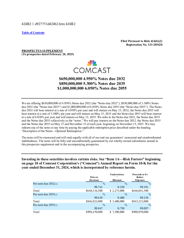 康卡斯特美股招股说明书(2025-05-06版)