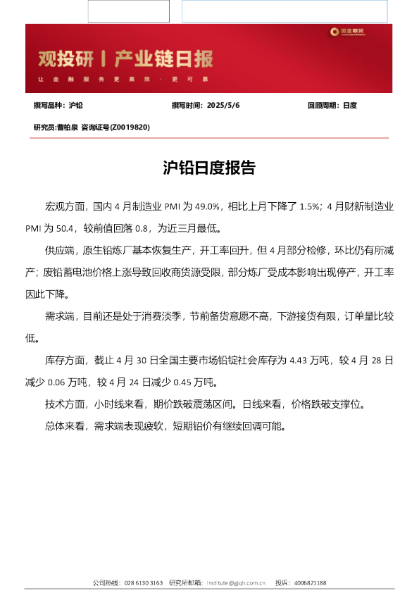 沪铅日度报告