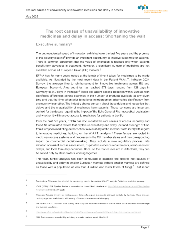 创新药物不可用和获取延迟的根本原因