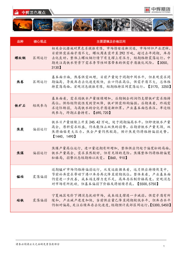 中辉黑色观点