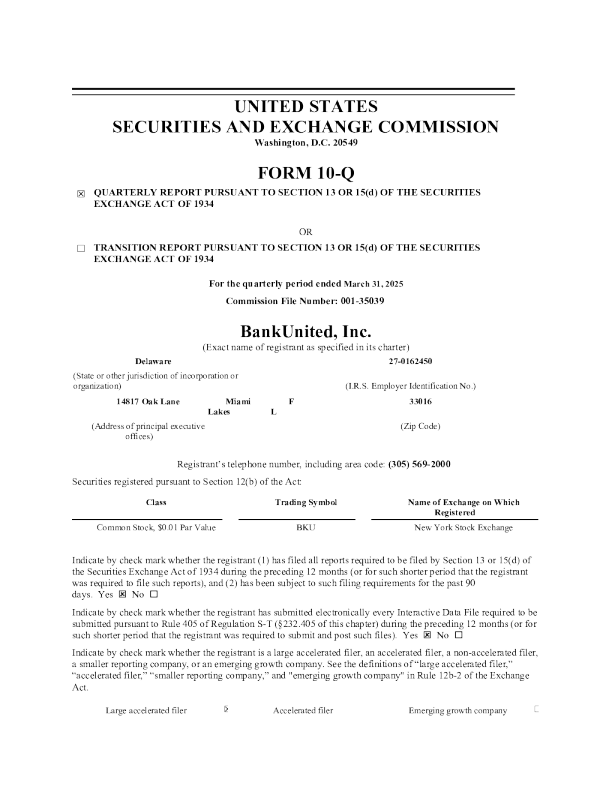 BankUnited Inc 2025年季度报告