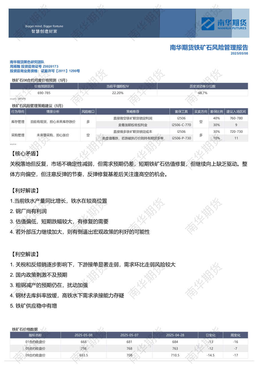 铁矿石风险管理报告