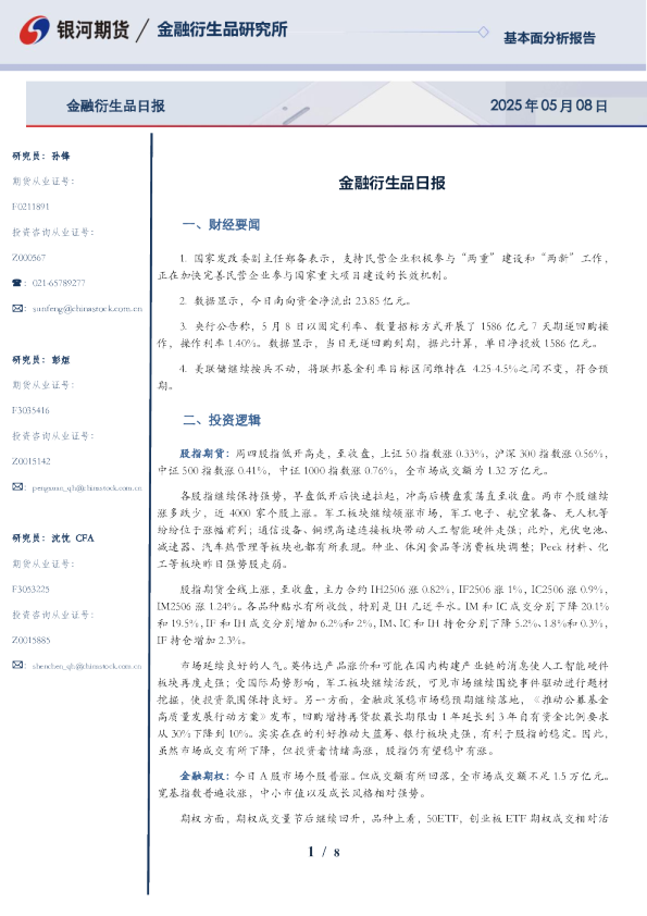 金融衍生品日报