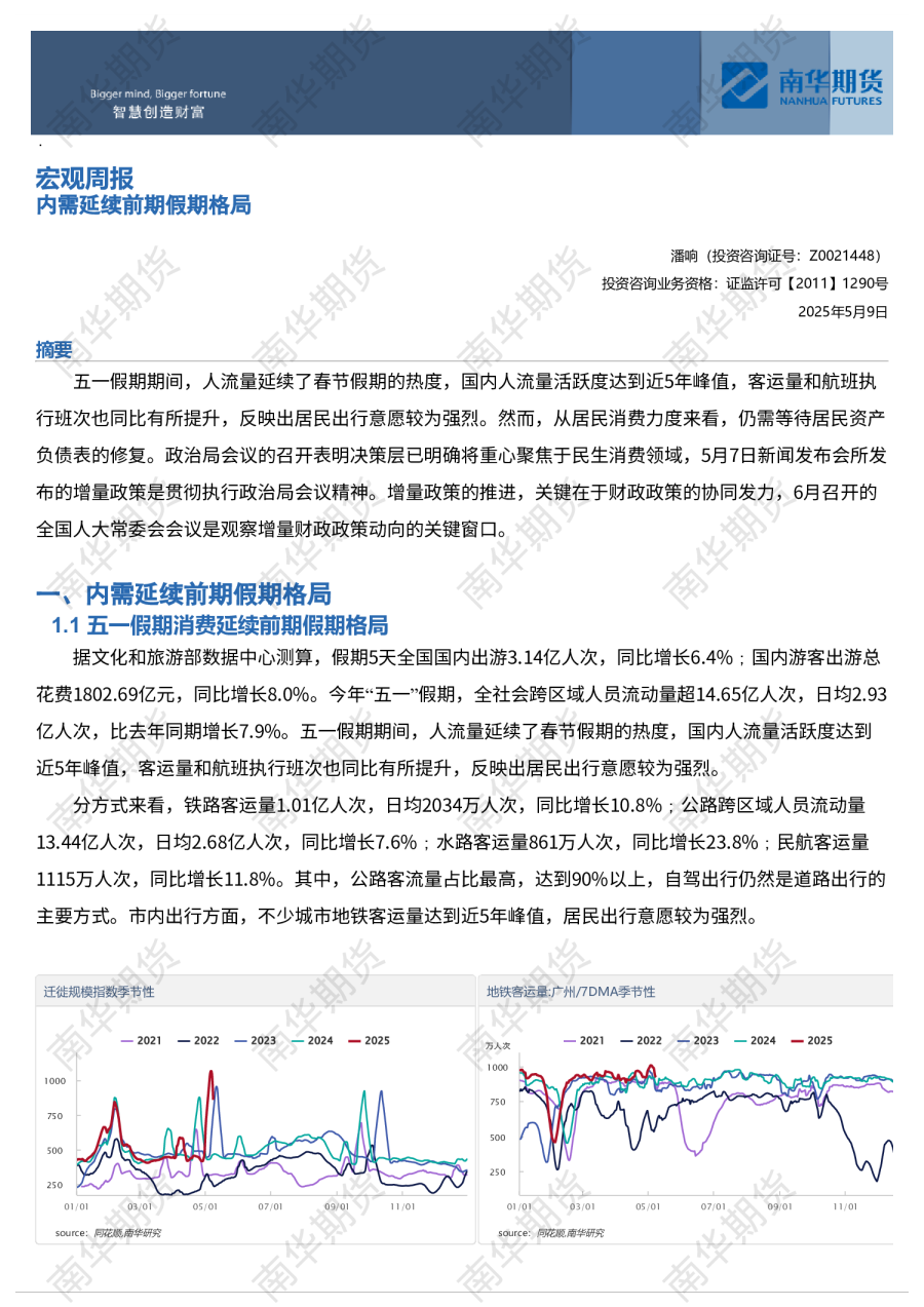宏观周报：内需延续前期假期格局