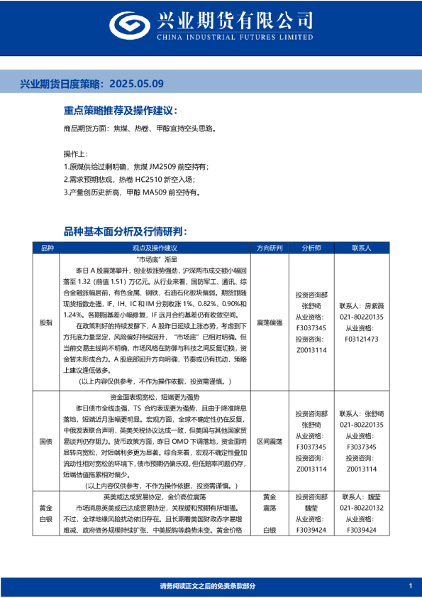 日度策略