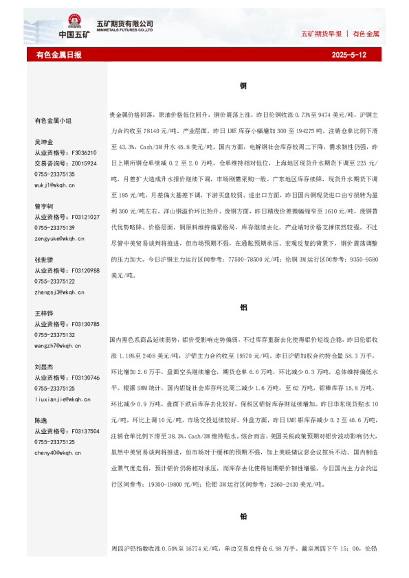 有色金属日报