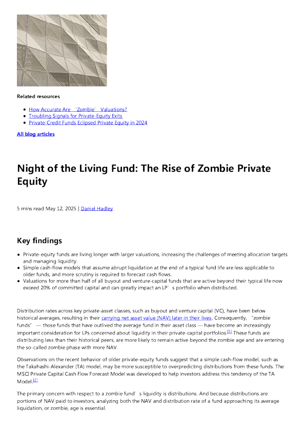 活体资金之夜：僵尸私募股权的崛起