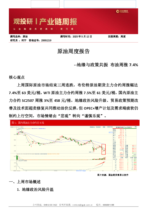 原油周度报告：地缘与政策共振，布油周涨7.4%