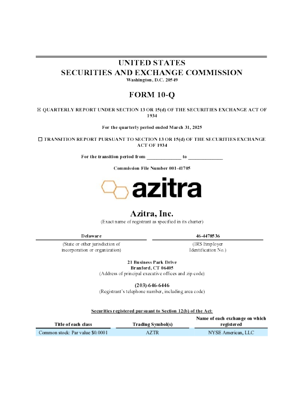 Azitra Inc 2025年季度报告