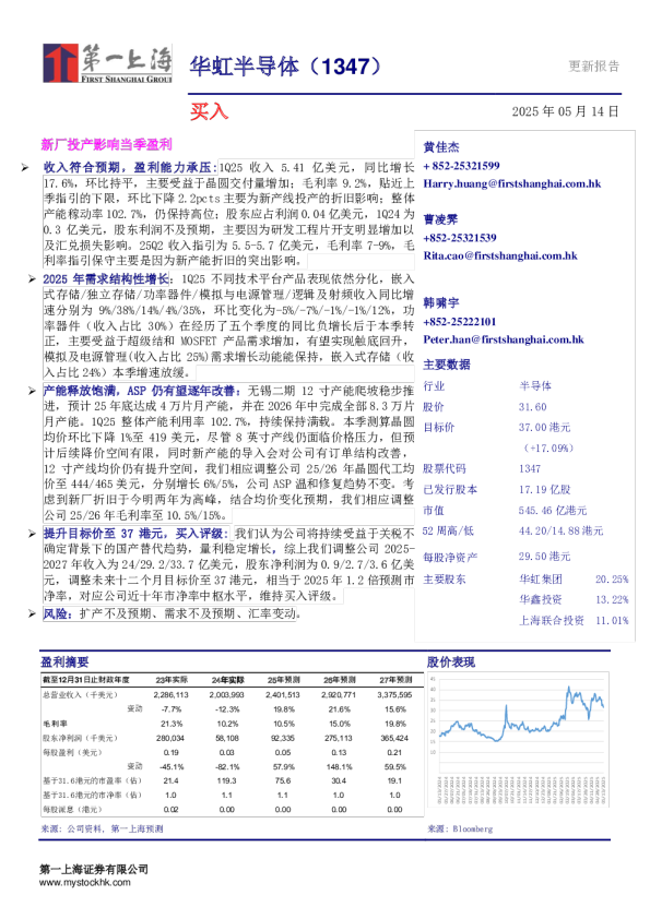 华虹半导体1347-更新报告-20250514