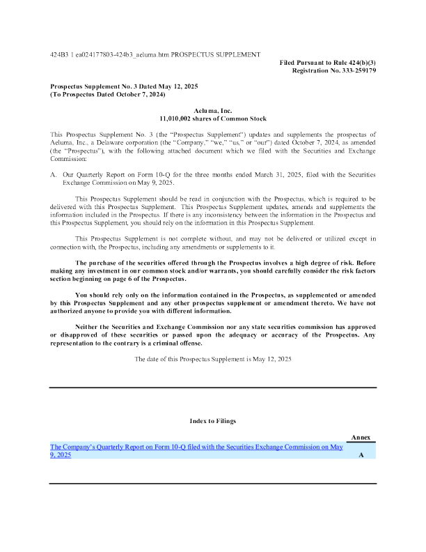 Aeluma Inc美股招股说明书(2025-05-14版)