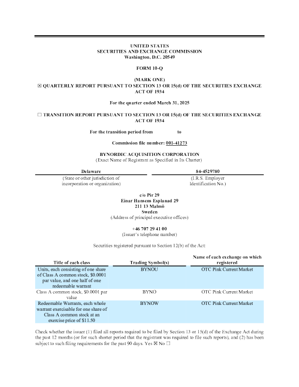 Nordic Acquisition Corp-A 2025年季度报告