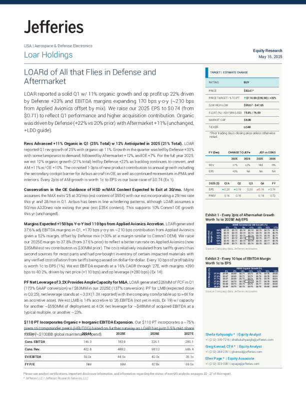 洛尔控股（LOAR）：在国防及售后市场中腾飞的LOAR