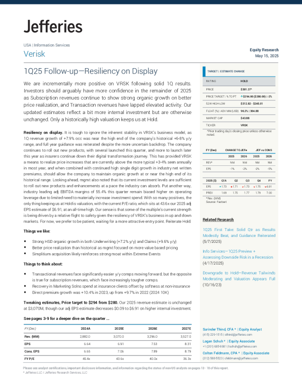 维里斯克（VRSK）：2025年第一季度跟进——展现韧性