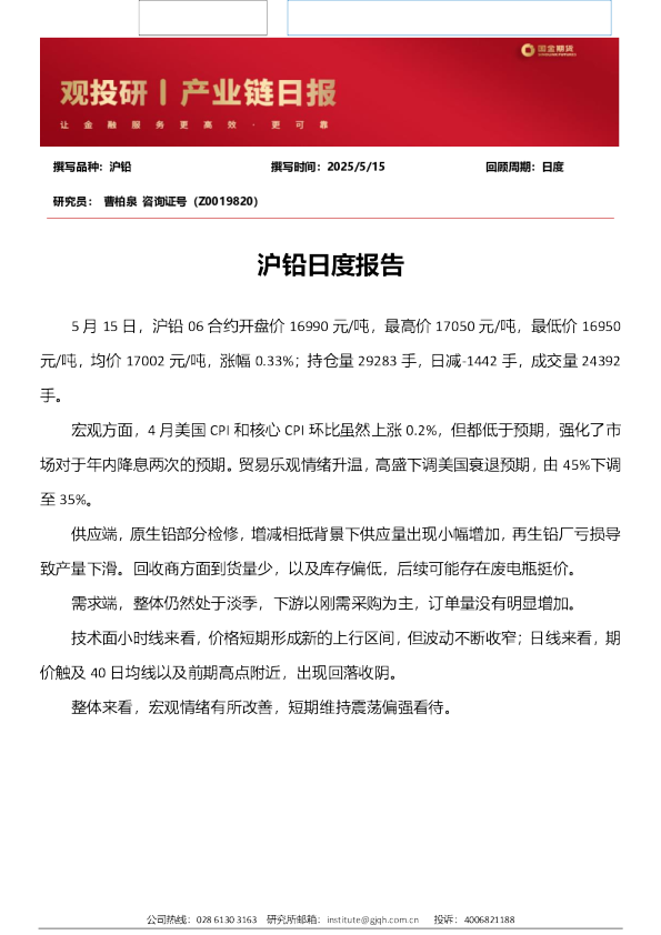 沪铅日度报告