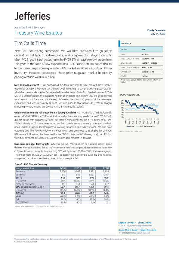 富邑葡萄酒集团（TWE）：蒂姆决定时间