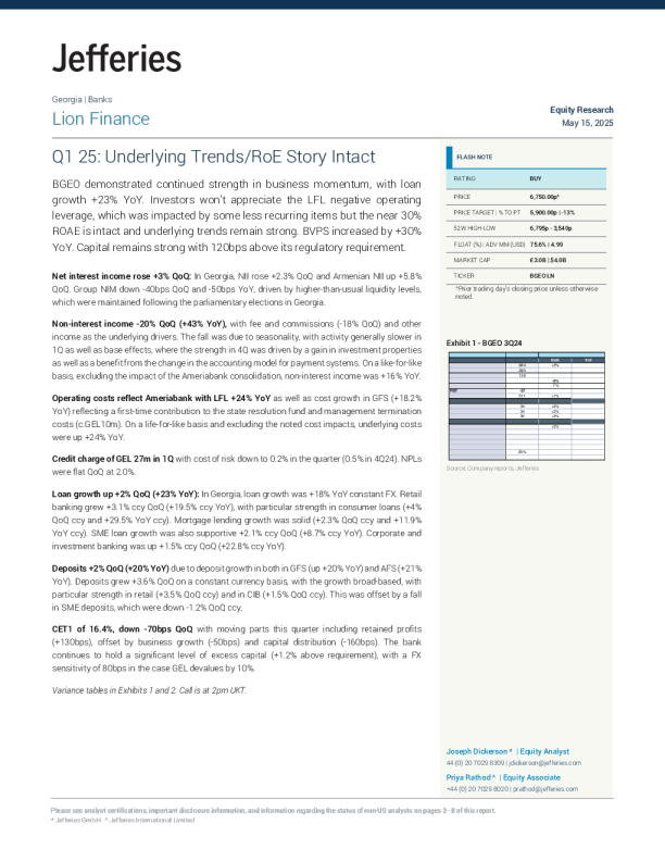 BGEO 2025年第一季度：潜在趋势和股本回报率情况保持不变