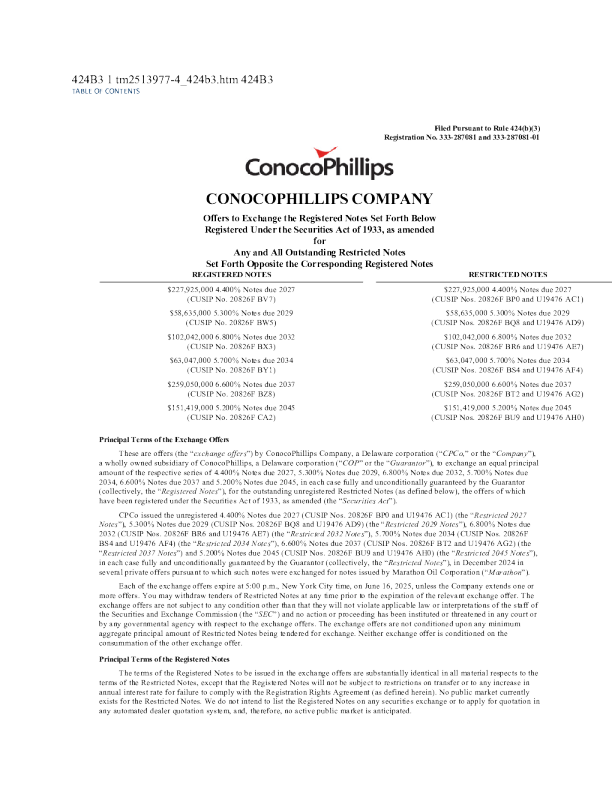 康菲石油美股招股说明书(2025-05-16版)