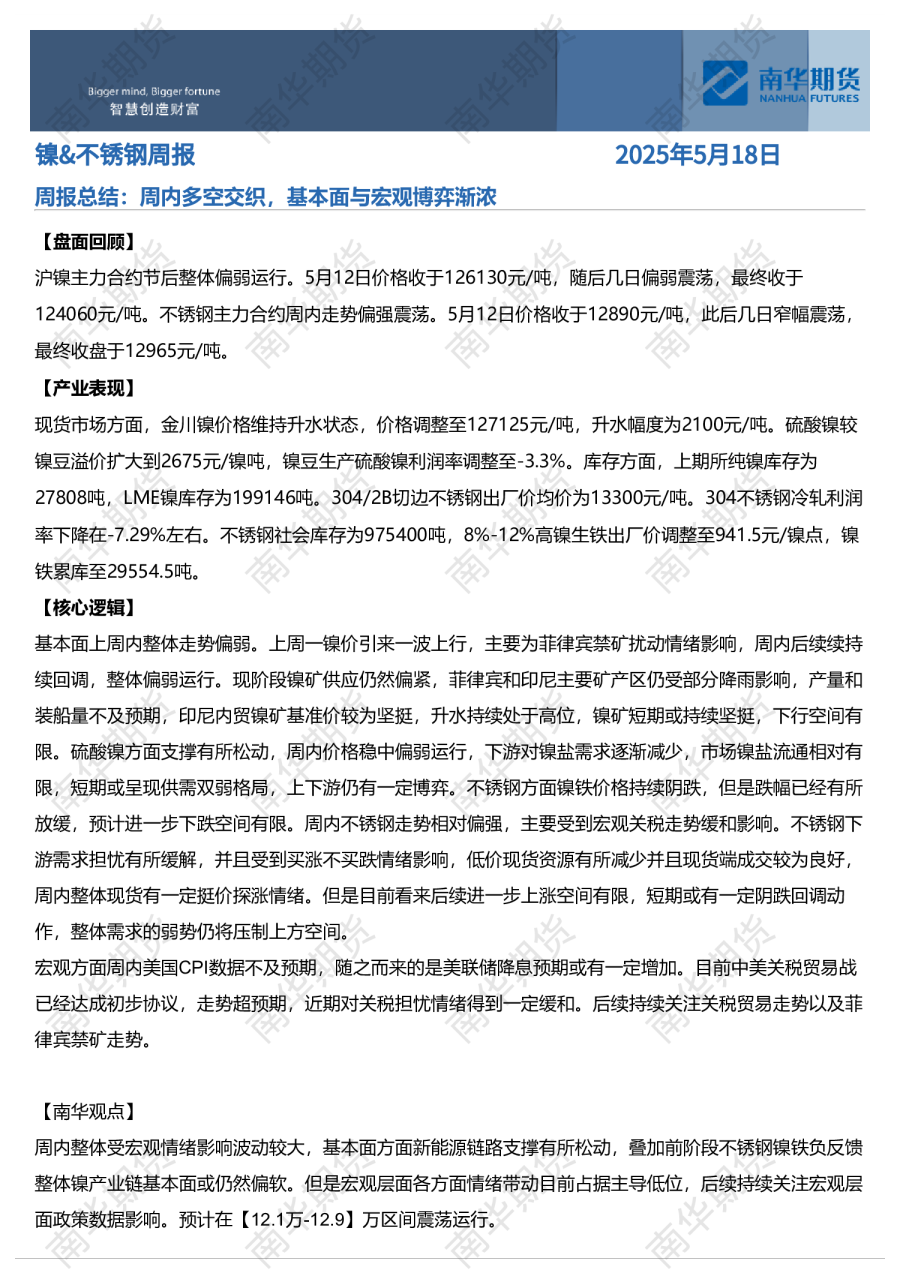 镍&不锈钢周报