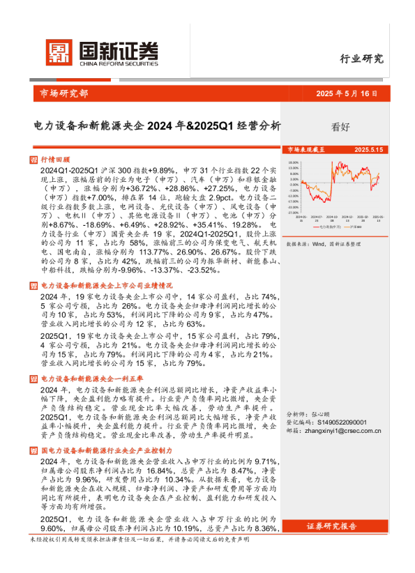 电力设备和新能源央企2024年&2025Q1经营分析