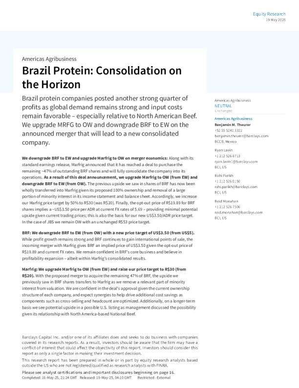 巴西蛋白质行业：整合即将到来