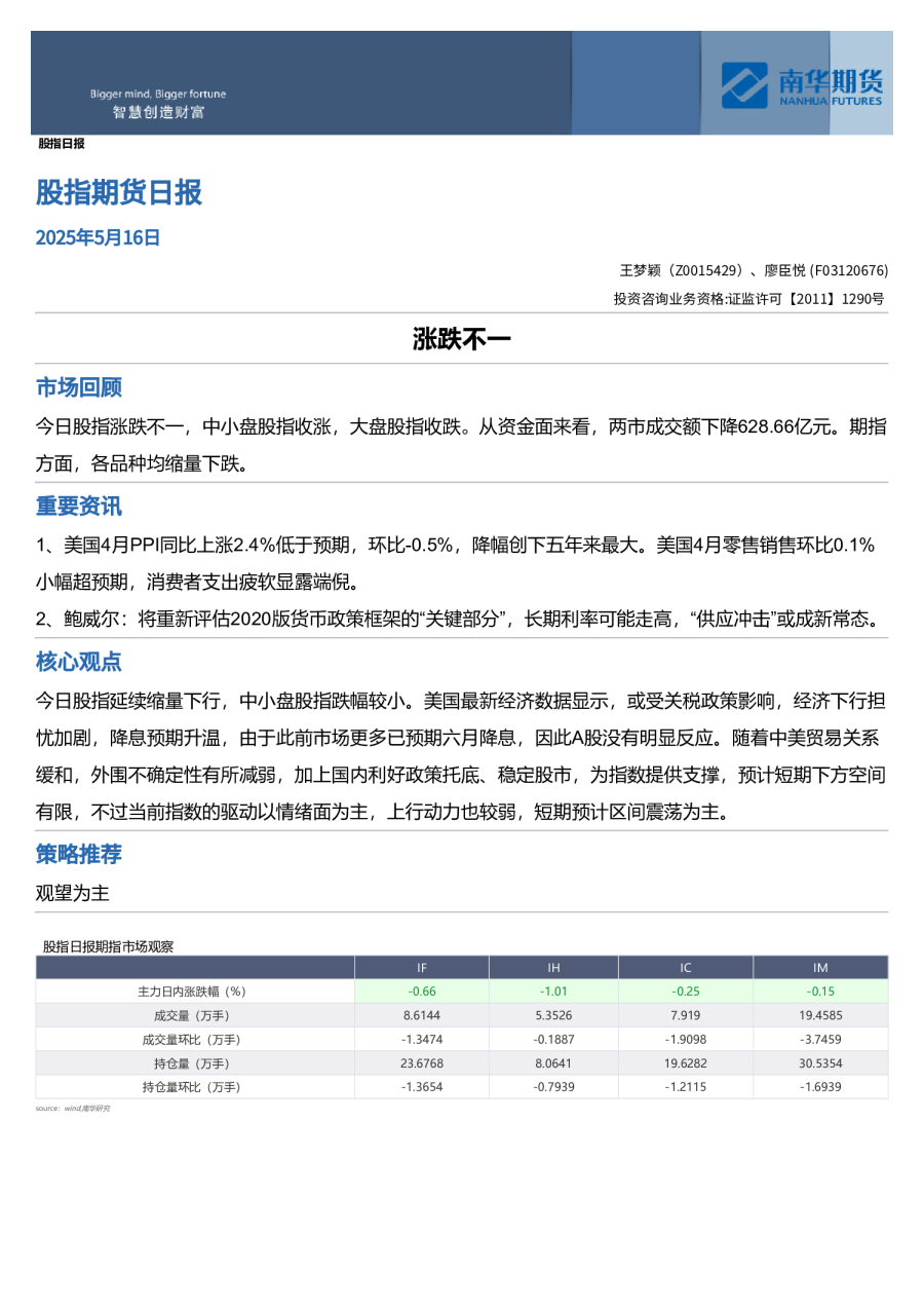 股指日报：涨跌不一