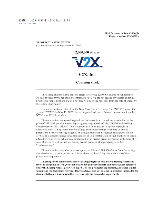 V2X Inc美股招股说明书(2025-05-19版)