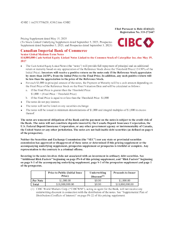加拿大帝国商业银行美股招股说明书(2025-05-19版)