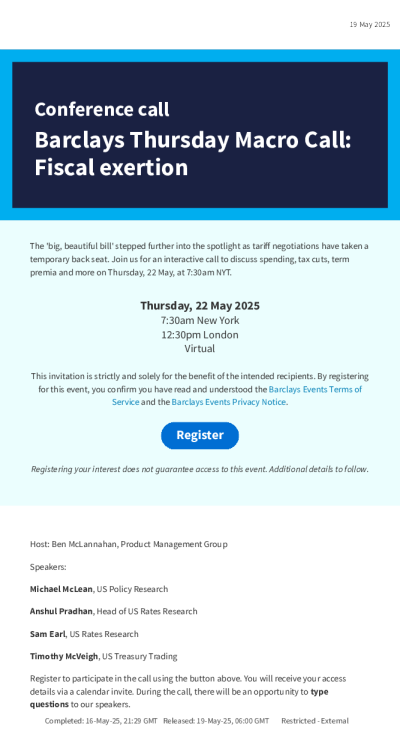 电话会议巴克莱周四宏观电话会议财政发力