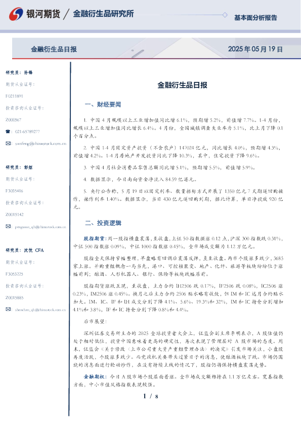 金融衍生品日报