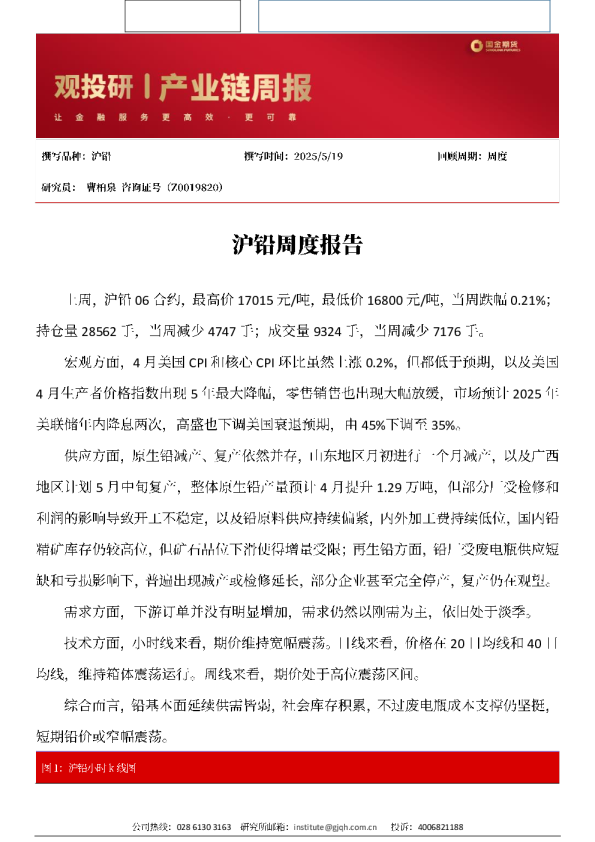 沪铅周度报告