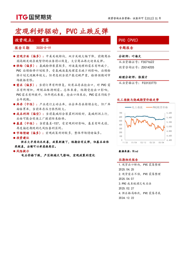 PVC专题报告：宏观利好驱动，PVC止跌反弹