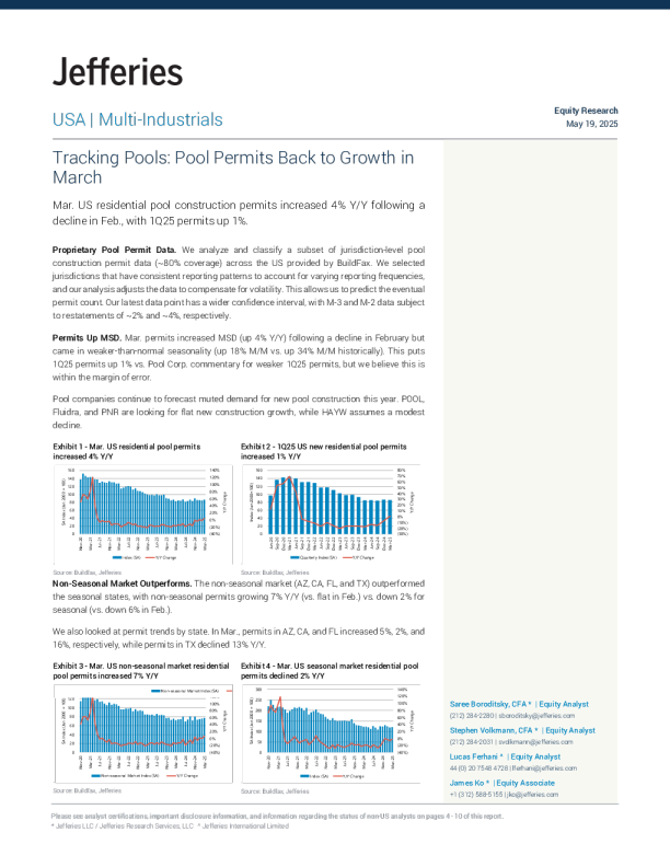 追踪泳池3月泳池建设许可恢复增长