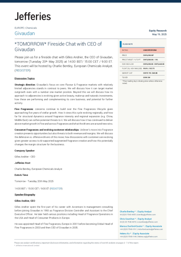 与Givaudan首席执行官Gilles Andrier的炉边谈话