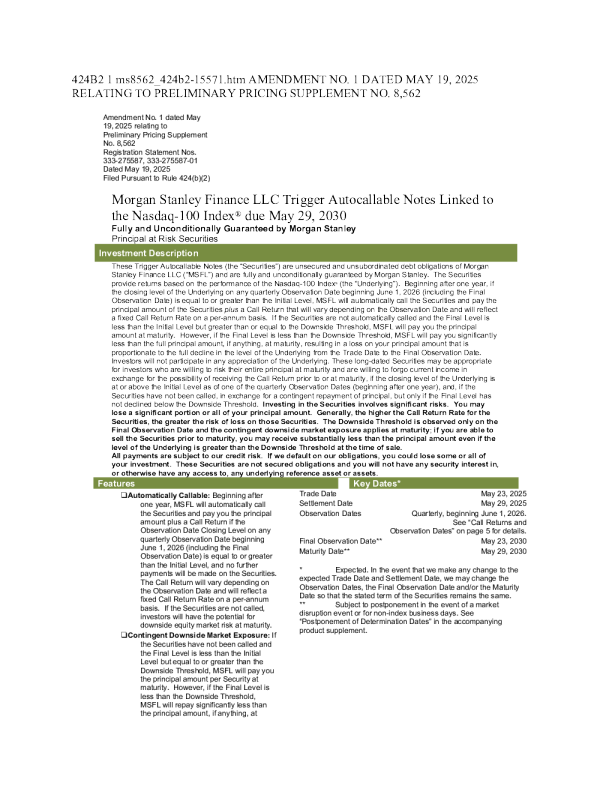 摩根士丹利美股招股说明书(2025-05-20版)