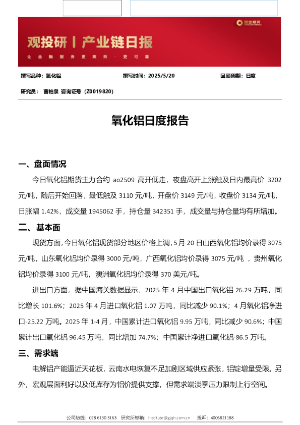 氧化铝日度报告