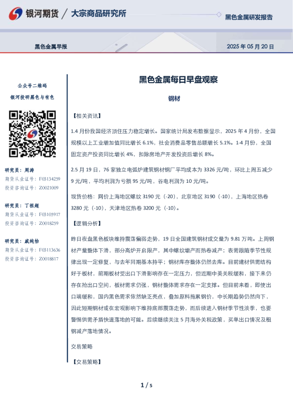黑色金属每日早盘观察