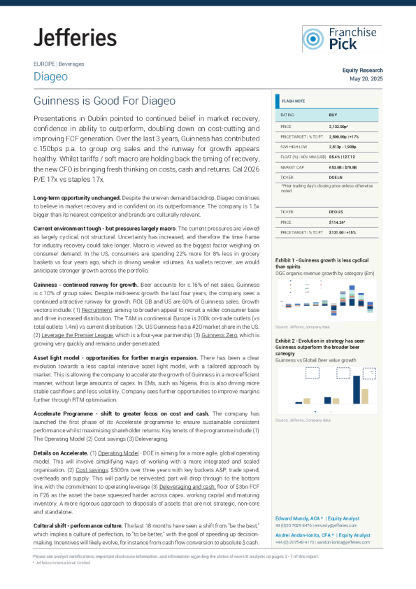 健力士对帝亚吉欧有益
