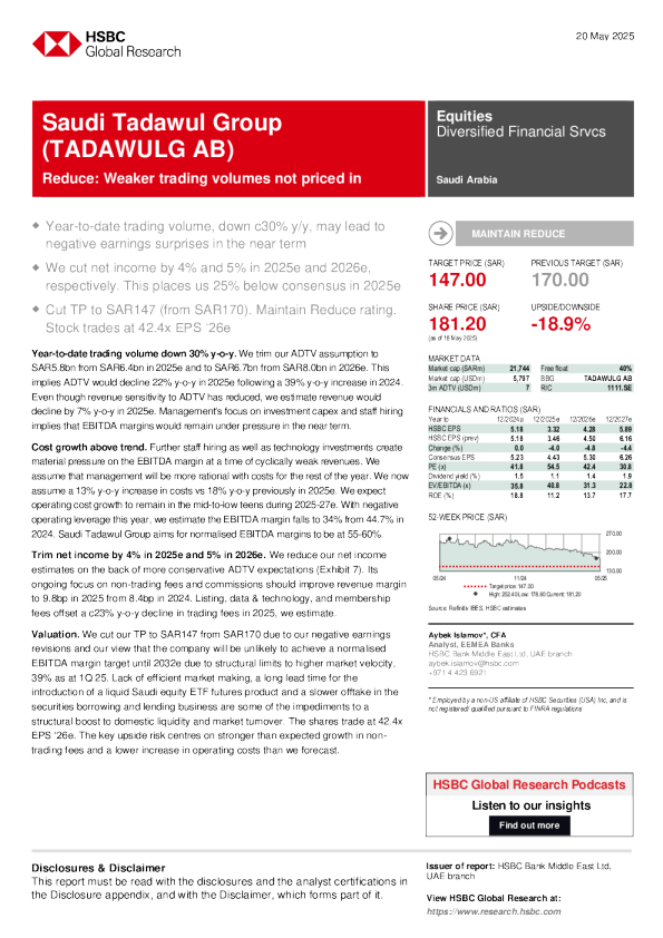 沙特证券交易所集团（TADAWULG AB）：减持较弱的交易量尚未在价格中体现