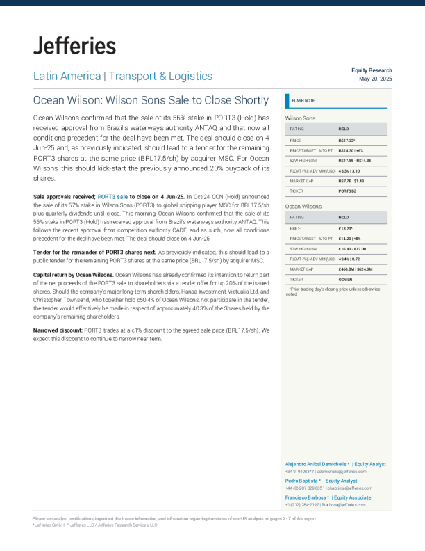 海洋威尔逊：威尔逊家族销售即将结束
