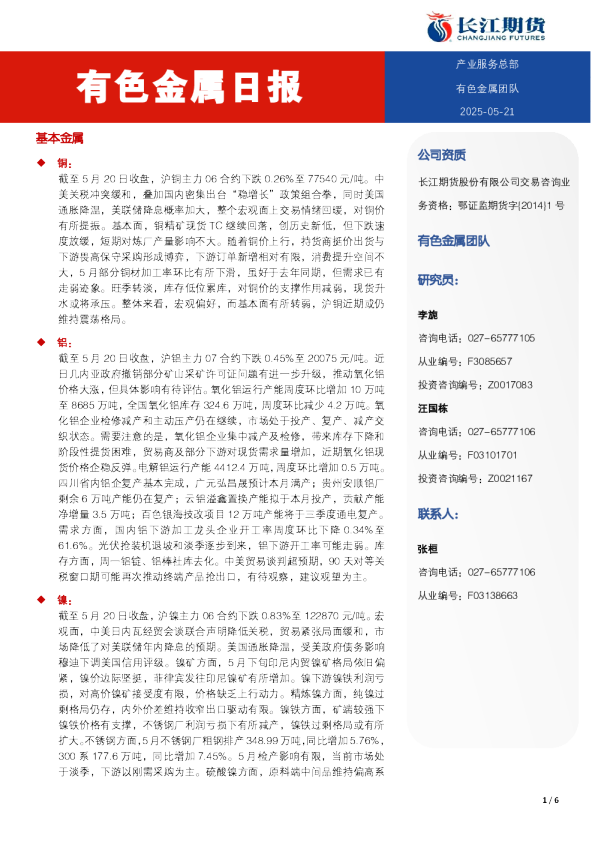 有色金属日报