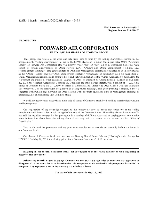 福沃运输美股招股说明书(2025-05-21版)