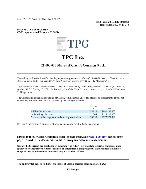 TPG Inc-A美国股票招股说明书(2025-05-21版)